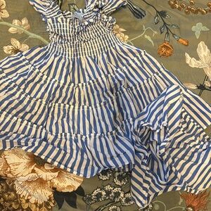 Hill House Blue and White Striped Kids nap Dress and bloomers size 2